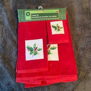 Holiday Time 3-piece Christmas Towel Set NWT